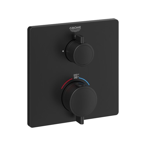 Single Function 2-Handle Thermostatic Valve Trim, Black